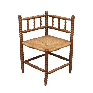 Vintage Turned Oak Corner Side Chair, 1930s