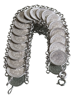Vintage Mid Century Dutch 1941 10 Cent Coin Style Bracelet