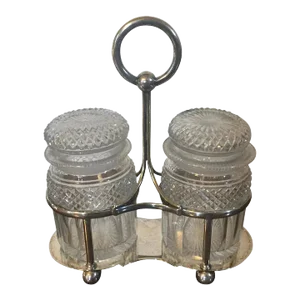 Antique 19th Century English Victorian Silverplate Pickle Castor with Crystal Jars by Daniel & Arter, Birmingham