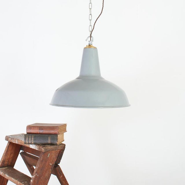 Gray Industrial Grey Factory Pendant Light from Benjamin, 1950s For Sale - Image 8 of 8