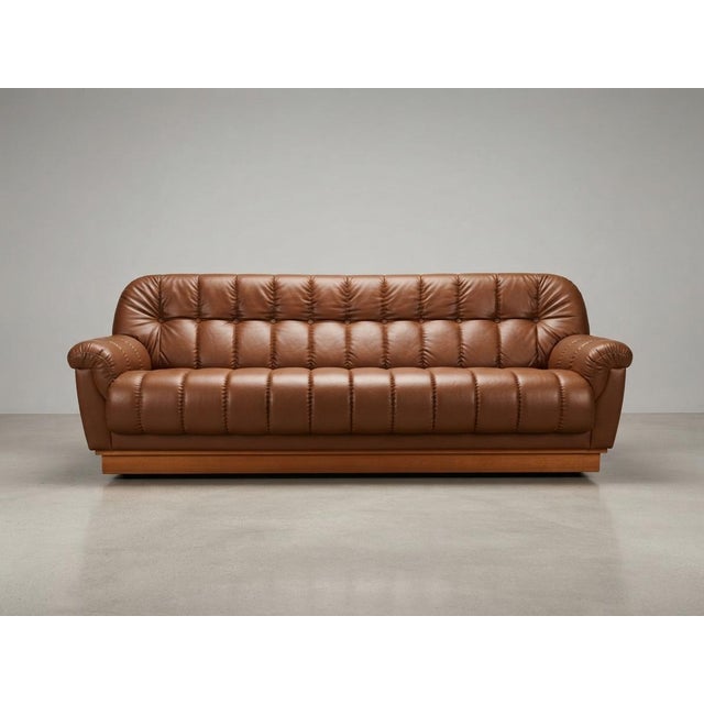 Mid-Century Modern Mid-Century Modern Hungarian Tufted Leather Sofa, 1970s For Sale - Image 3 of 6