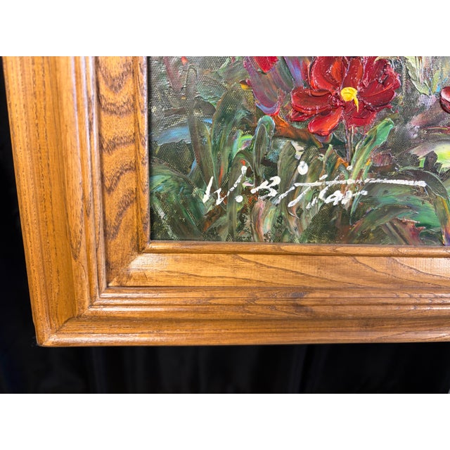 Late 20th Century Large Mid-Century Style Mediterranean Coastal Terrace Oil Painting - Signed "W. Brittain" For Sale - Image 10 of 10