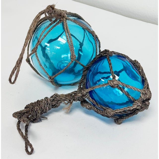Vintage Blown Glass Fishing Buoys, a Pair For Sale - Image 4 of 6