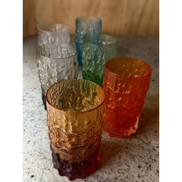 Italian Textured Bark Glasses in the style of Geoffrey Baxter, 1960s, Set of 6 For Sale - Image 12 of 18