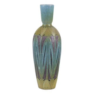 Sweden. Ceramic Vase with Polychrome Glaze and Floral Motifs from Upsala Ekeby For Sale