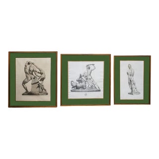 Set of 3 Framed 19th Century Roman Neoclassical Engravings After Antonio Canova For Sale