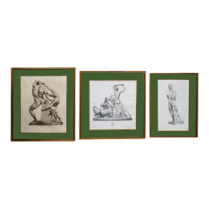 Set of 3 Framed 19th Century Roman Neoclassical Engravings After Antonio Canova