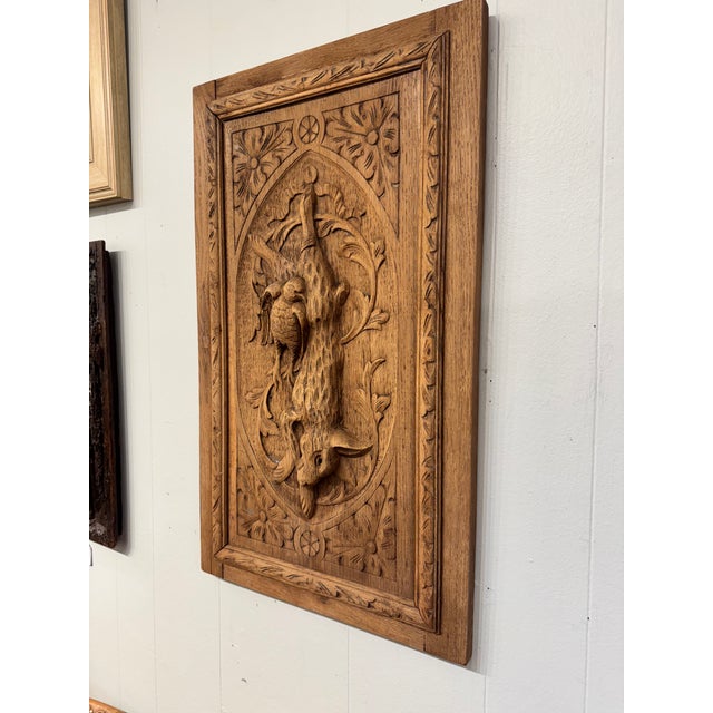 English Antique English Black Forest Oak Panel For Sale - Image 3 of 6