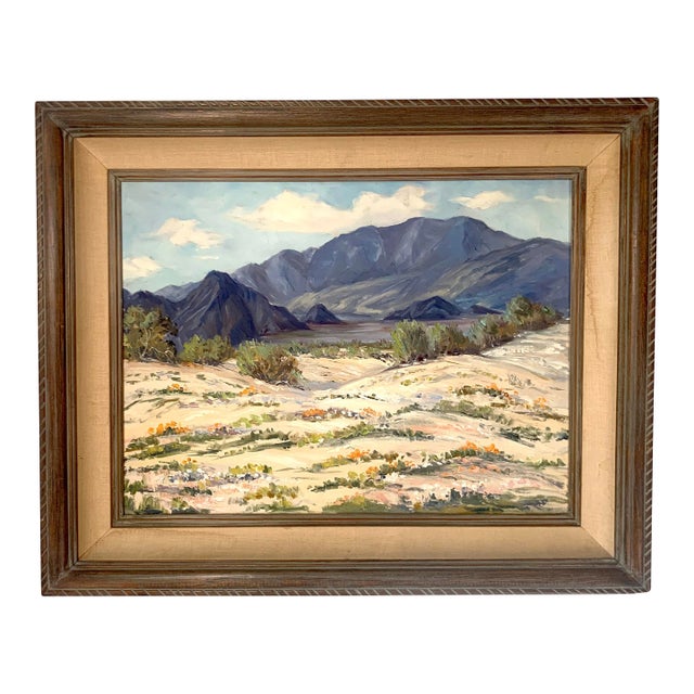Mid 20th Century "Mount San Jacinto, Palm Springs" Oil Painting on Canvas, Framed For Sale