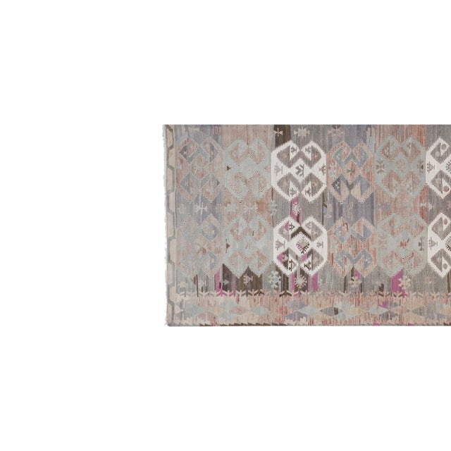 1960s Turkish Pastel Foyer Kilim Runner 4'8'' X 13'9'' For Sale - Image 4 of 13