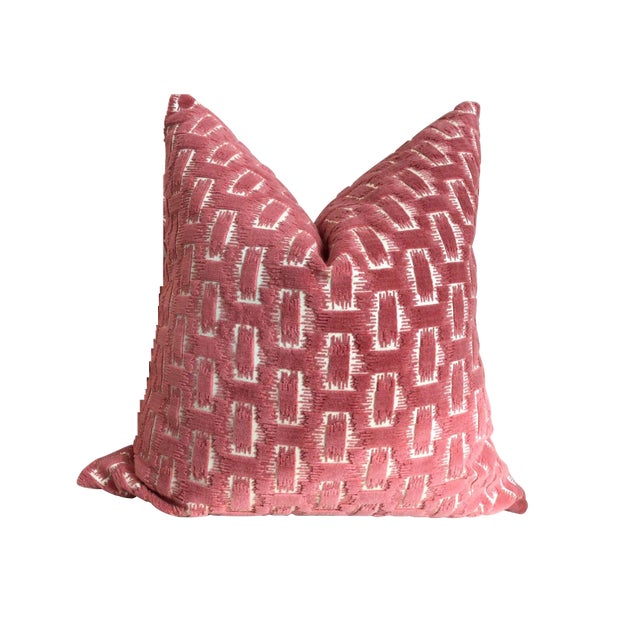 Brunschwig and Fils "Chambord" Velvet in Rose Pillow + Single Cover For Sale