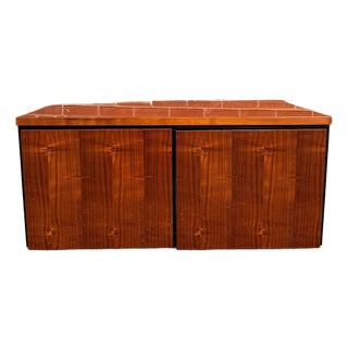 Vintage Henredon Petite Wood & Black Lacquer Media Cabinet For Sale