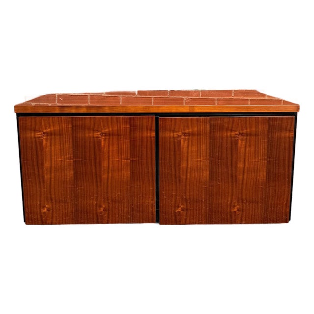 Vintage Henredon Petite Wood & Black Lacquer Media Cabinet For Sale