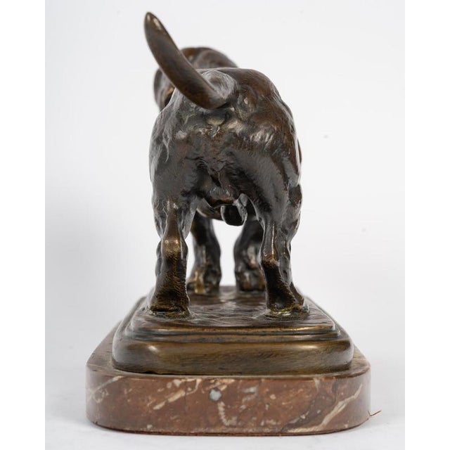 Red Sculpture of Basset Hound in Patinated Bronze by Antoine-Louis Barye For Sale - Image 8 of 10