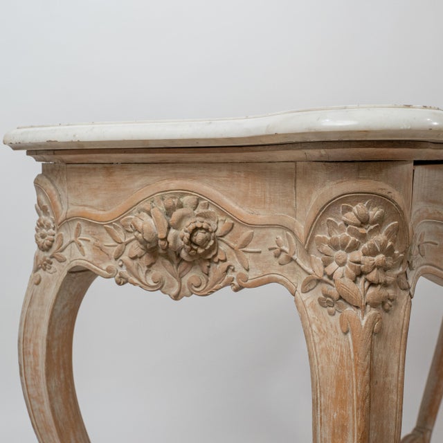 18th Century Gustavian Hand-Carved Marble-Top Console Table For Sale - Image 12 of 14