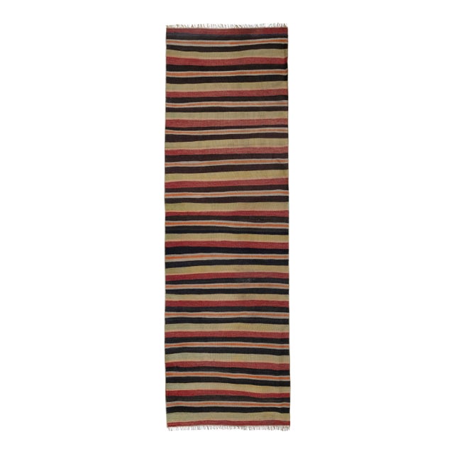 Vintage Colorful Striped Turkish Kilim Runner 2'6" X 8' For Sale