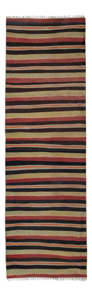 Vintage Colorful Striped Turkish Kilim Runner 2'6" X 8'