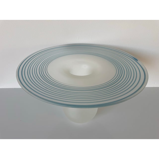 1980's Vintage Italian Ethereal Whirl Frosted Art Glass Vase For Sale - Image 4 of 10