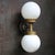 Mid-Century Modern Vintage Double Sconce Wall Lamp in Cast Iron, Opaline Glass and Brass For Sale - Image 3 of 10