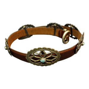 Mid-20th Century Navajo Sterling Silver, Turquoise, and Leather Concho Belt