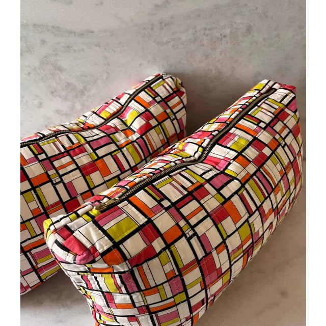 Early 21st Century Pair of Mod Vintage Fabric Lumbar Pillow Covers For Sale - Image 5 of 9