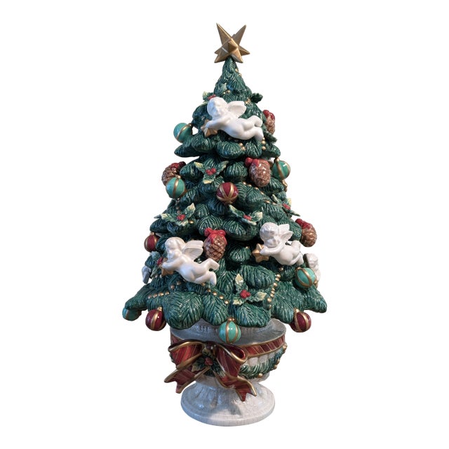 Fitz & Floyd Classic Ceramic Cherub Holiday Christmas Xmas Tree Ornaments Non Lighted For Sale