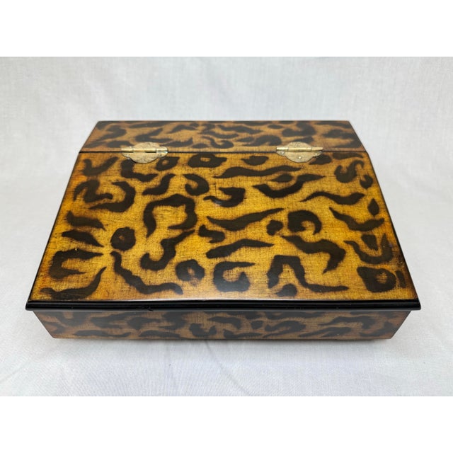 Vintage Regency Style Leopard Animal Print & Brass Hinged Lidded Box ...