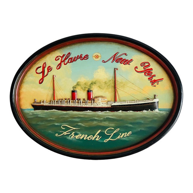 Antique American Shipping Basrelief Marine Painting For Sale