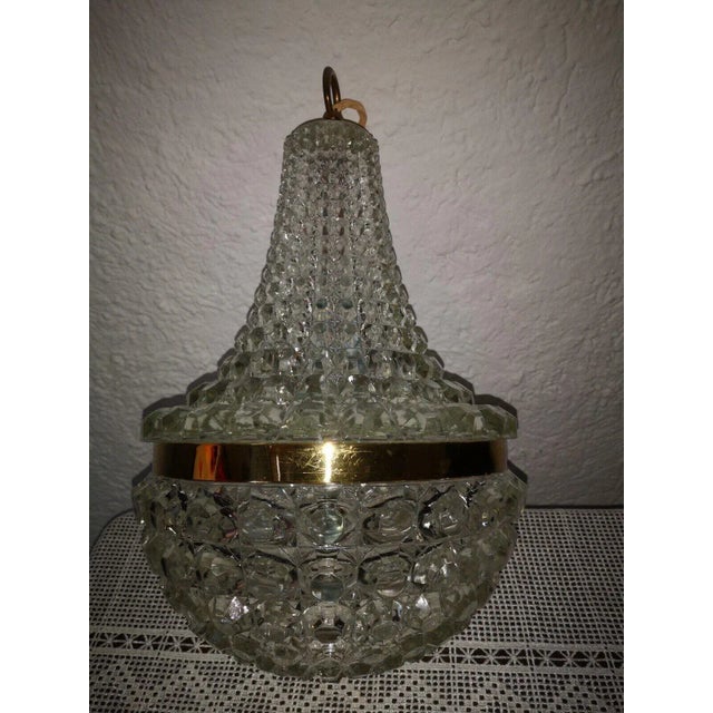 Mid-Century Modern 1950's French Mid Century Modern Crystal Bag & Tent Form "Diamond Series" Lantern/ Chandelier Unsigned Baccarat For Sale - Image 3 of 12