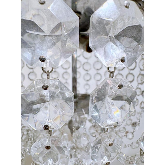 Metal Mid Century Italian Silver Basket Chandelier For Sale - Image 7 of 7