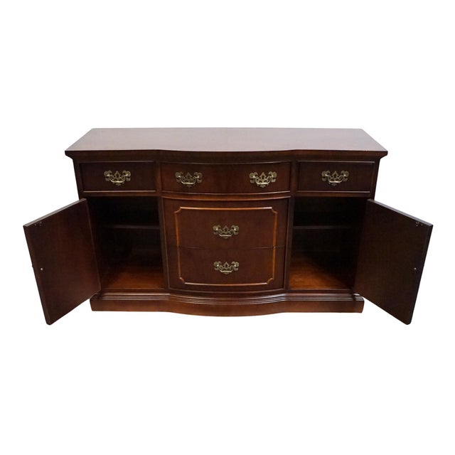 Late 20th Century Bernhardt Furniture Solid Mahogany Traditional Colonial Revival 51" Serpentine Buffet 238-110 For Sale - Image 5 of 15