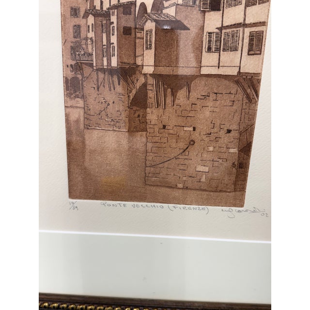 Mid 20th Century The Ponte Vecchio, Florence and Veduta Di Firenze Etchings, Pair For Sale - Image 4 of 12