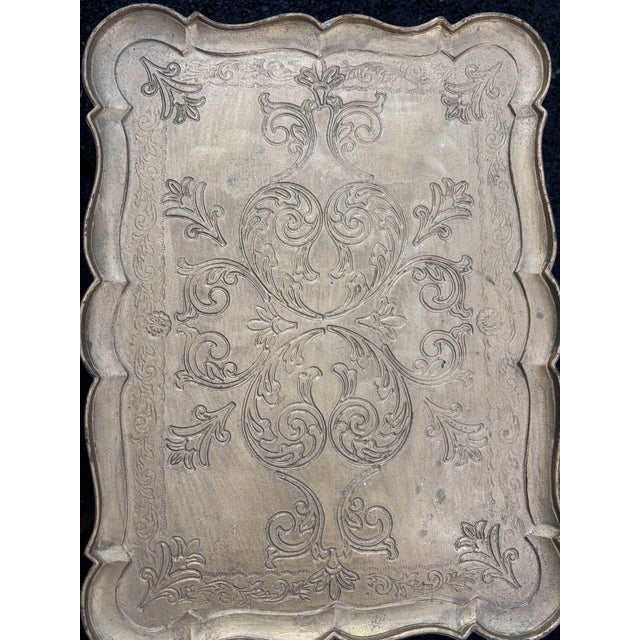 Vintage Italian Gilt Painted Wood Nesting Tables With Etched Floral Tops, Set of 2 | Made in Italy For Sale - Image 15 of 15