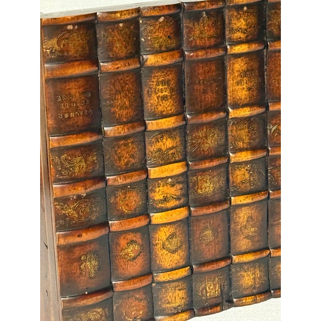Chocolate Late 20th Century Theodore Alexander Faux Book Spine Shelf Display by Turtle and Crane - English Library Trompe l'Oeil For Sale - Image 8 of 12