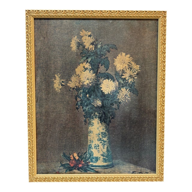 Henri Fantin-Latour " Yellow Chrysanthemums" Reproduction Painting, Framed For Sale