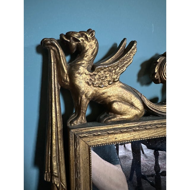 1900 - 1909 Antique Federal Style Giltwood Wall Mirror With Winged Griffins - C. 1900 For Sale - Image 5 of 14