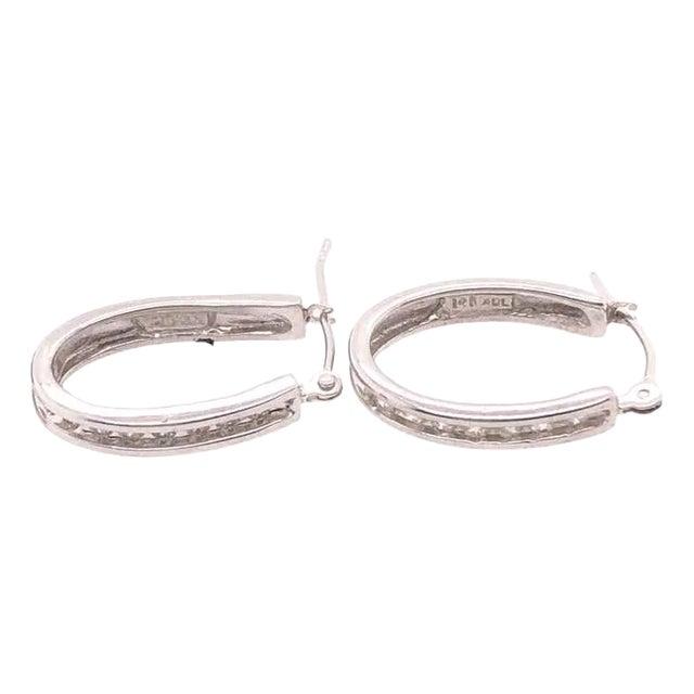 Antique White 14 Karat White Gold Diamond Half Hoop Earrings For Sale - Image 8 of 9