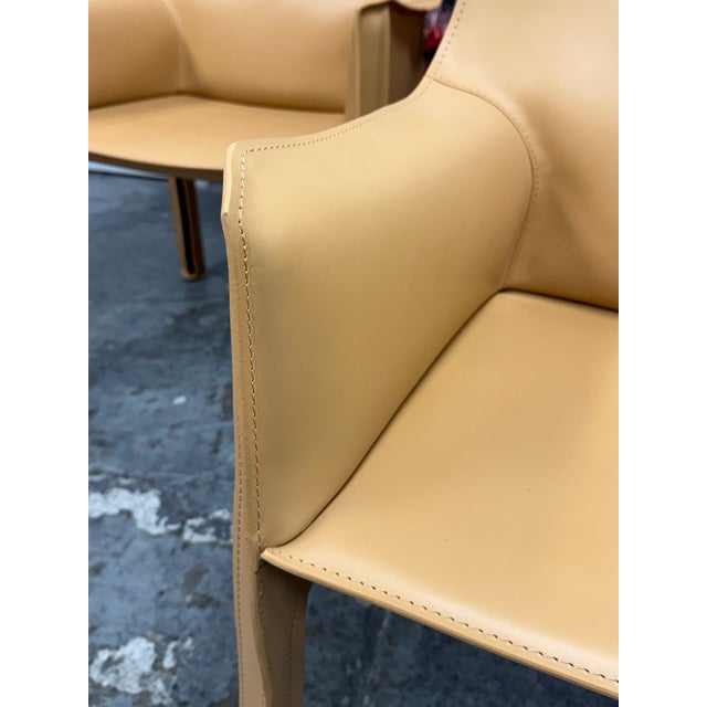 Mario Bellini for Cassina Cab 413 Leather Arm Chairs, Set of Four For Sale In San Francisco - Image 6 of 12