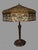 A Large & Impressive 27" Victorian Table Lamp with Multiple Molded Slag Glass Lamp Shade Panels In good condition showing...