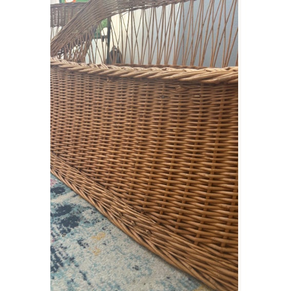 1970s Wicker Coastal Boho Chic Settee Loveseat For Sale - Image 9 of 15