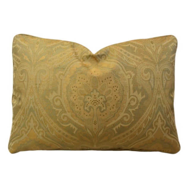 Textile Italian Designer Damask Floral Botanical Feather/Down Pillow For Sale - Image 7 of 8