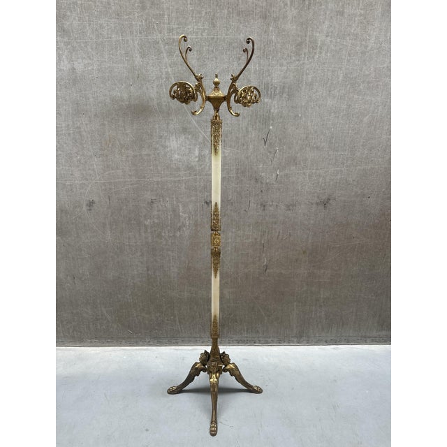 Vintage Italian Onyx Marble and Brass Hall Coat Rack with Rotating Crown and Sculptural Base, 1960s For Sale - Image 13 of 13