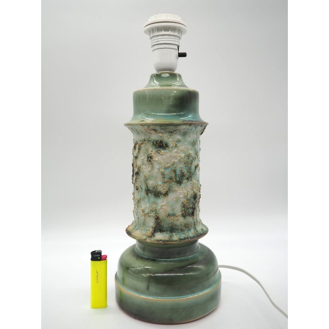A stylish vintage nordic design stoneware lamp glazed in lovely green tones. A stylish design with a sense of a piece of...