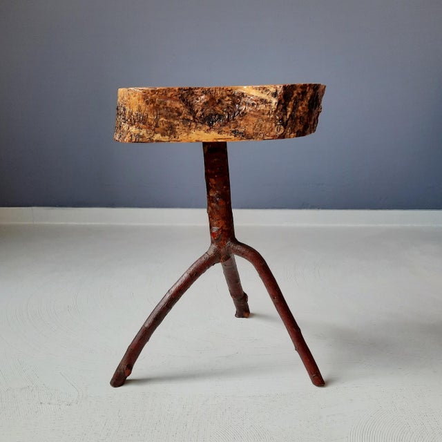 1970s French Tripod Tree Trunk Stool or Side Table, 1970s For Sale - Image 5 of 5
