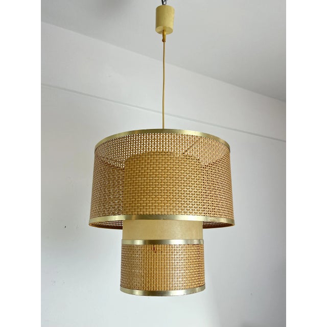 Vintage Italian Rattan Chandelier, 1970s For Sale - Image 9 of 9
