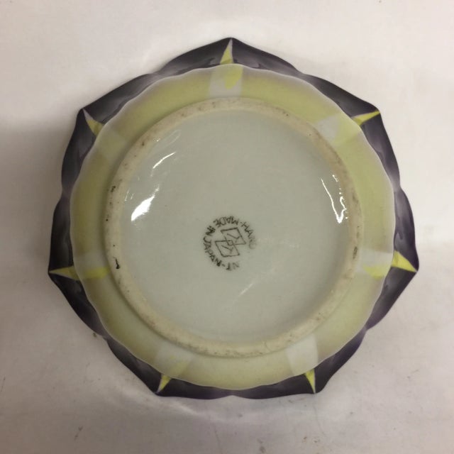 Ceramic Vintage Hand Painted Opalescent Bowl and Plate For Sale - Image 7 of 9