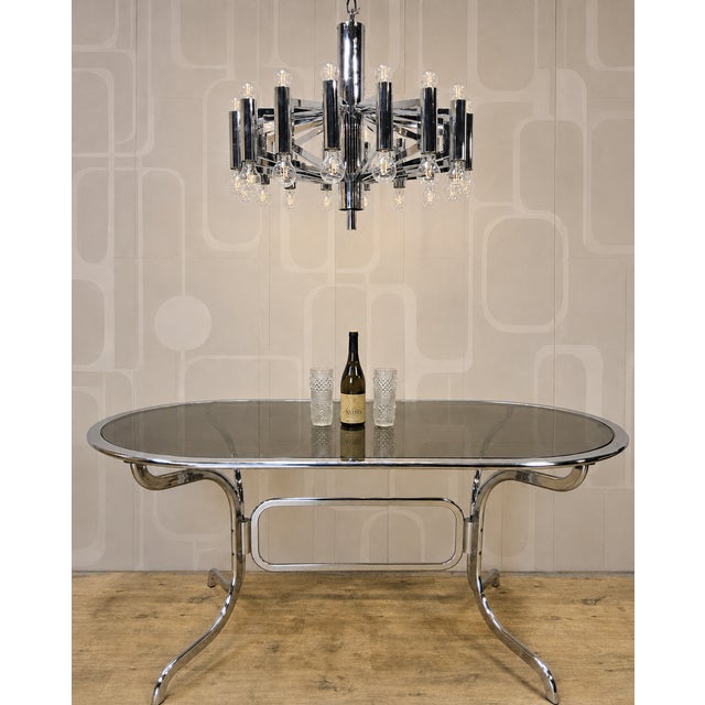 Large Vintage Italian Space Age Chandelier in Chrome by Gaetano Sciolari, 1970s For Sale - Image 3 of 18