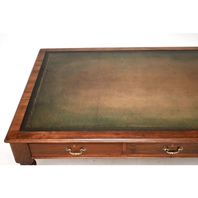 Brown Large Antique Victorian Walnut Library Table, 1860 For Sale - Image 8 of 14