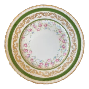 Early 20th Century Antique French Gold and Green Limoges Porcelain Plate by Haviland