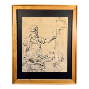 Circa 1930s Original Ink Drawing by American-Polish Artist Philip Reisman